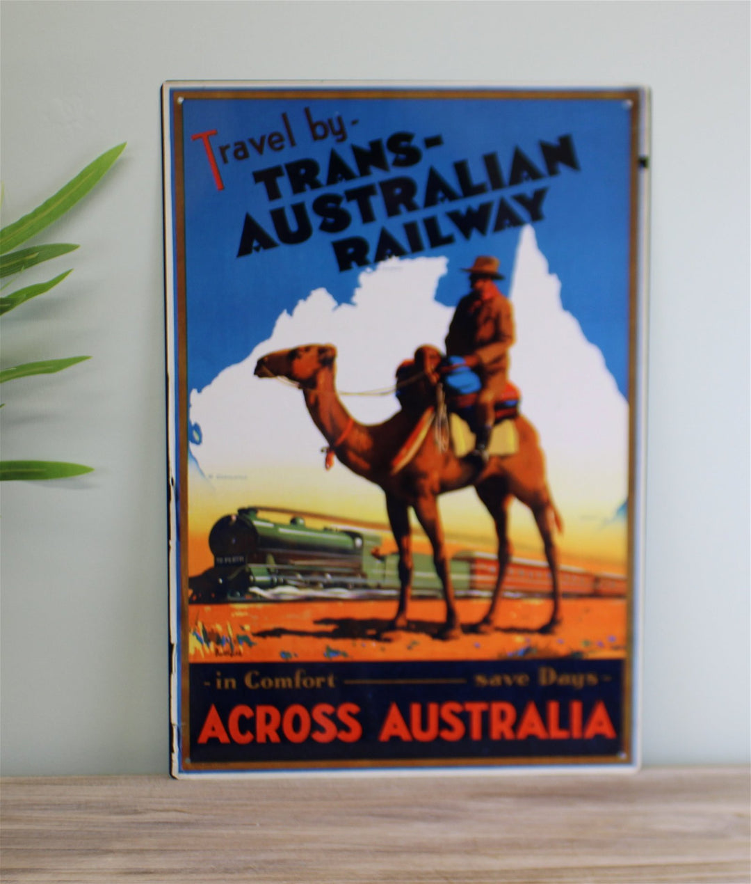 Vintage Metal Sign - Retro Advertising - Trans Australian Railway