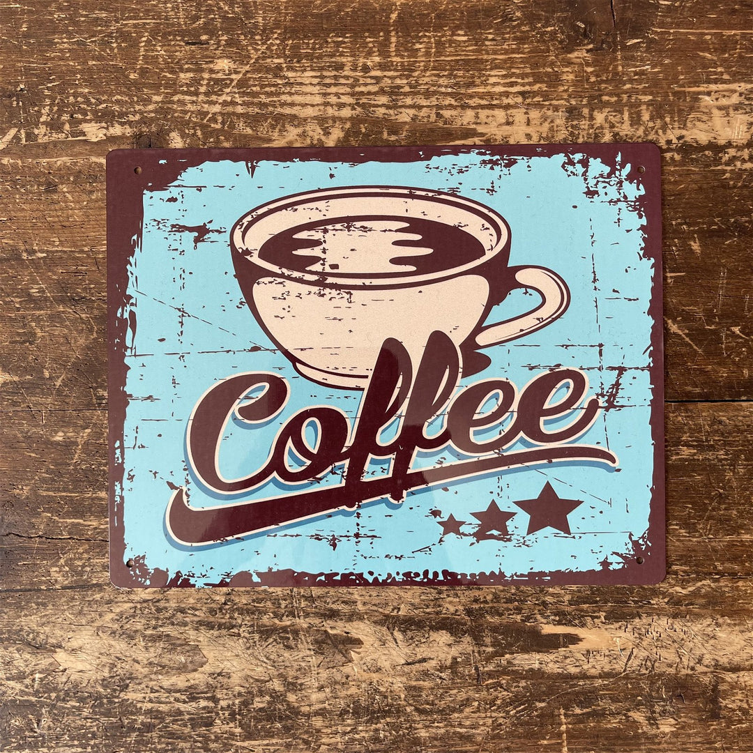 Vintage Metal Wall Sign - Retro Coffee Cup Sign - Made in the UK