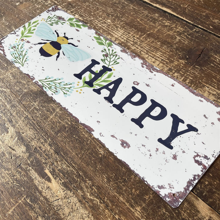 Vintage Metal Sign - Bee Happy Wall Sign