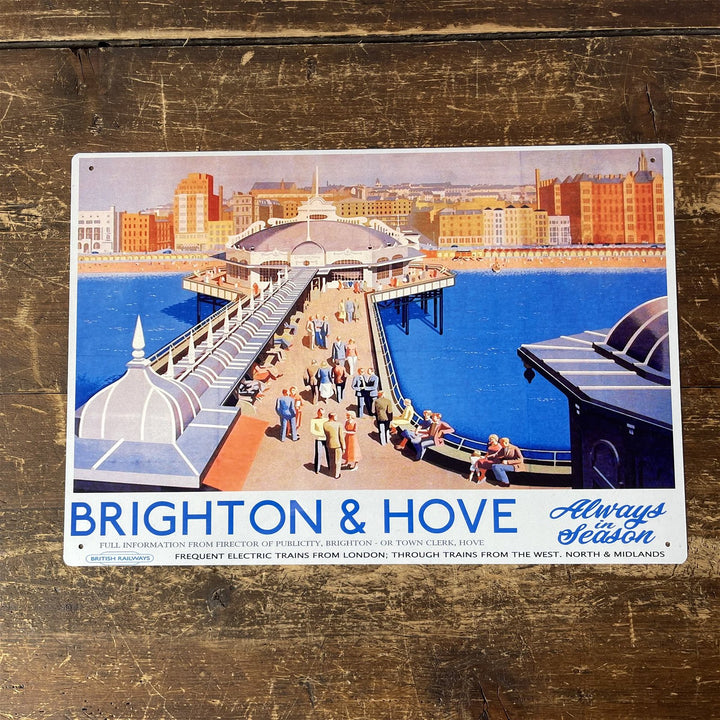 Vintage Metal Sign - British Railways Retro Advertising, Brighton & Hove