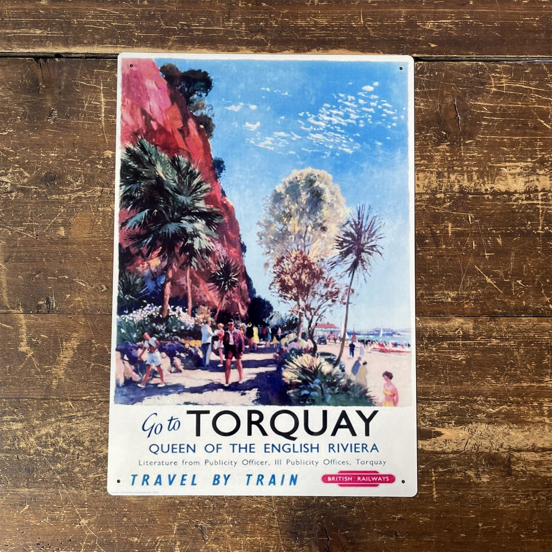 Vintage Metal Sign - British Railways Retro Advertising, Torquay Queen Of The English Riviera