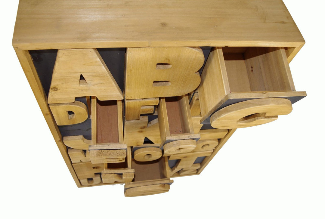 Alphabet Themed Set of Wooden Storage Drawers