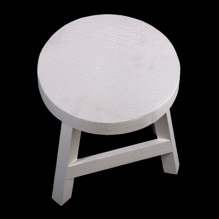 Shabby Chic White Three Legged Stool  - 23 cm High