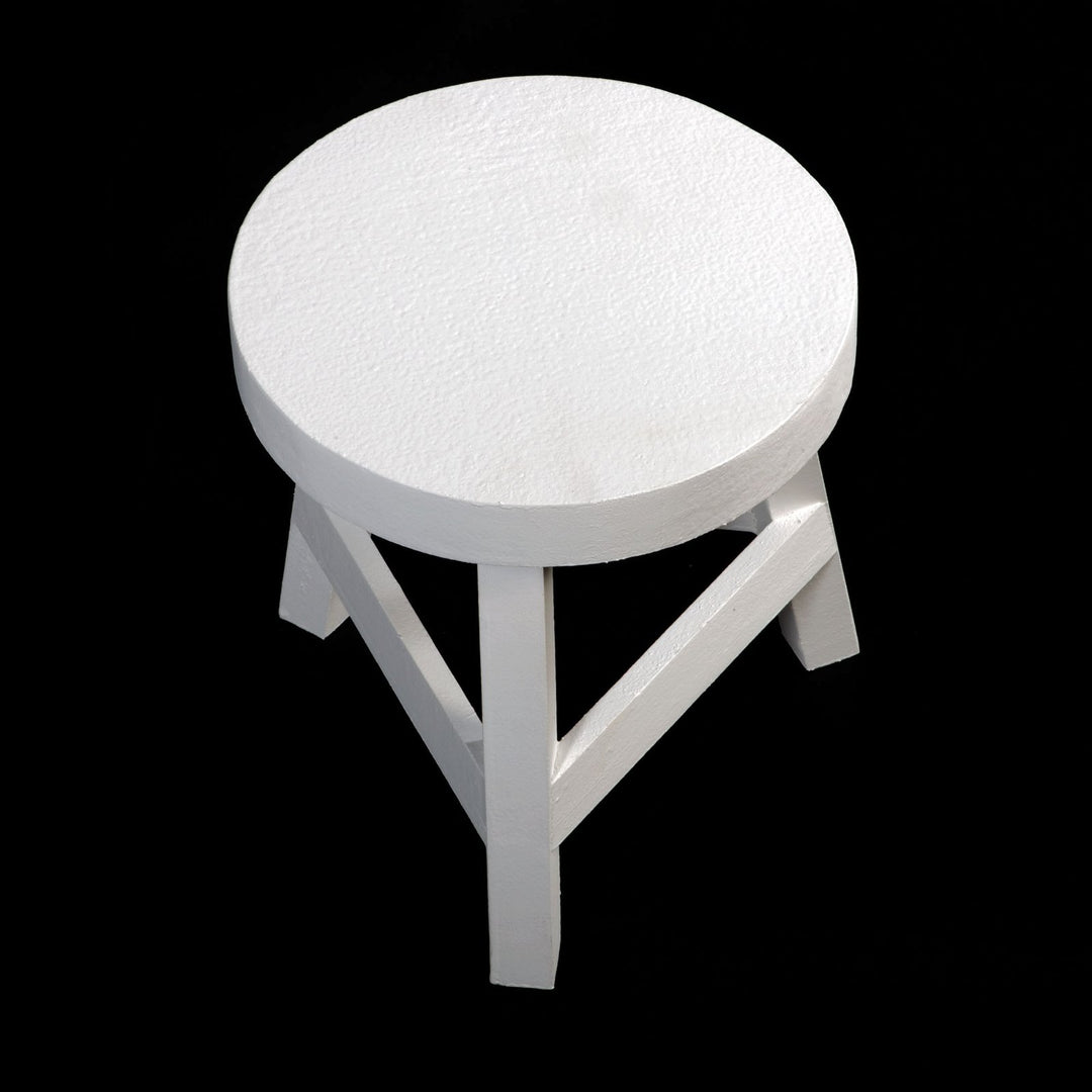 Shabby Chic White Three Legged Stool  - 23 cm High