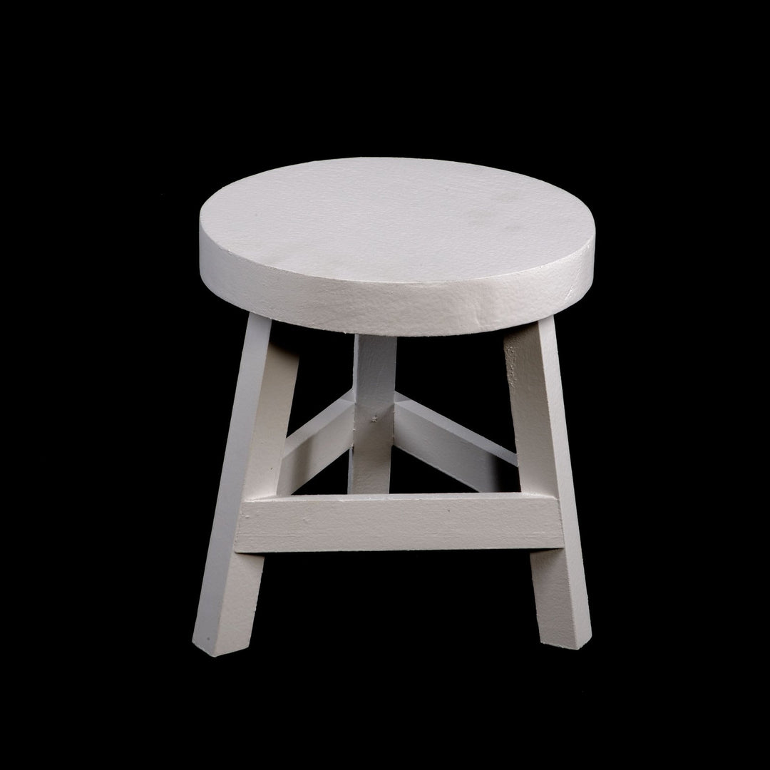 Shabby Chic White Three Legged Stool  - 23 cm High