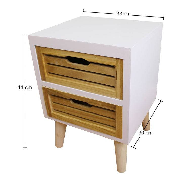 Set of 2 Drawers in White & Wood - Removable Legs