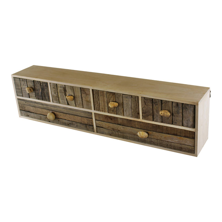 Freestanding or Wall Mountable Driftwood Style 6 Drawer Unit with Pebble Handles