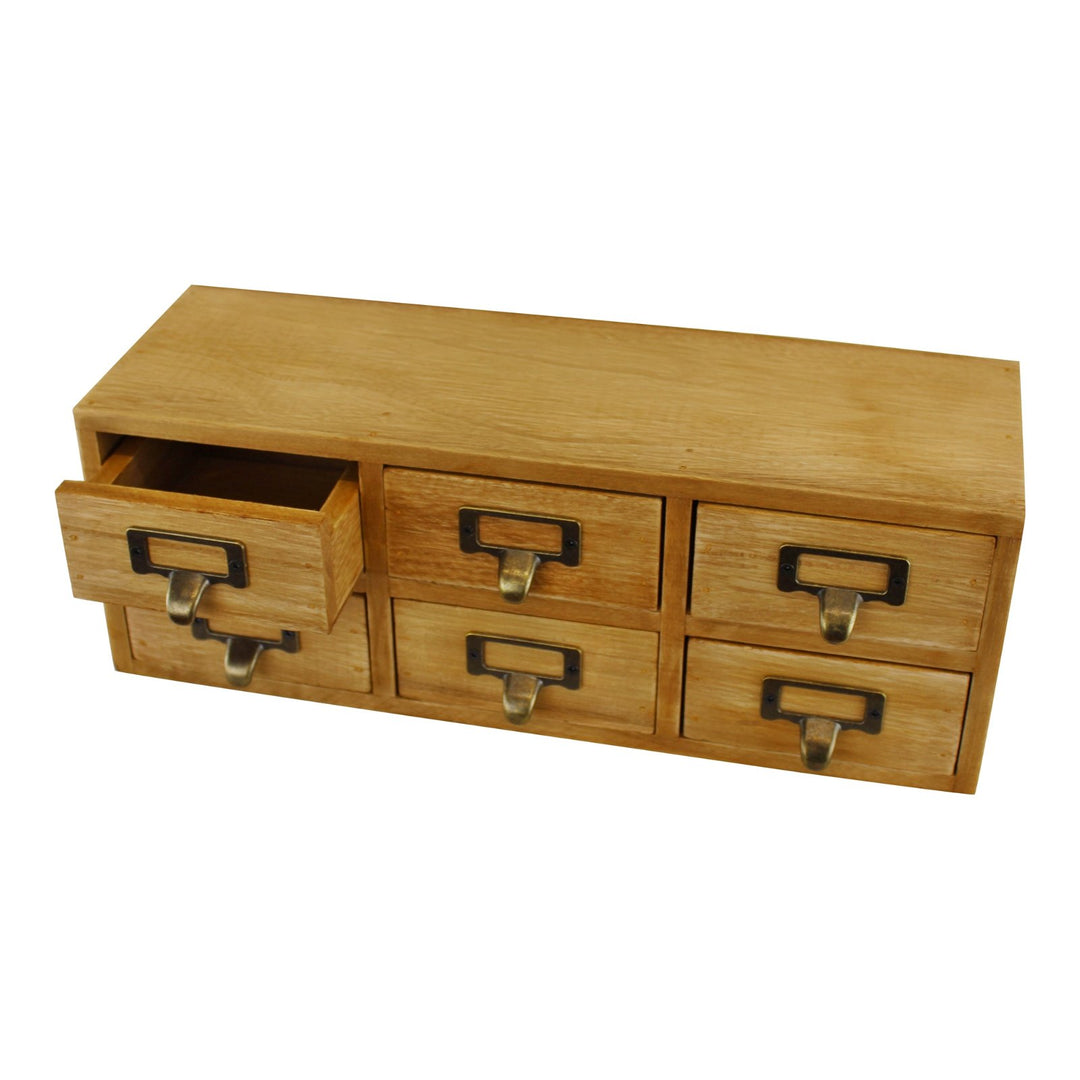 Compact Wooden Desk Storage Drawers Organisers - 6 Drawer Unit