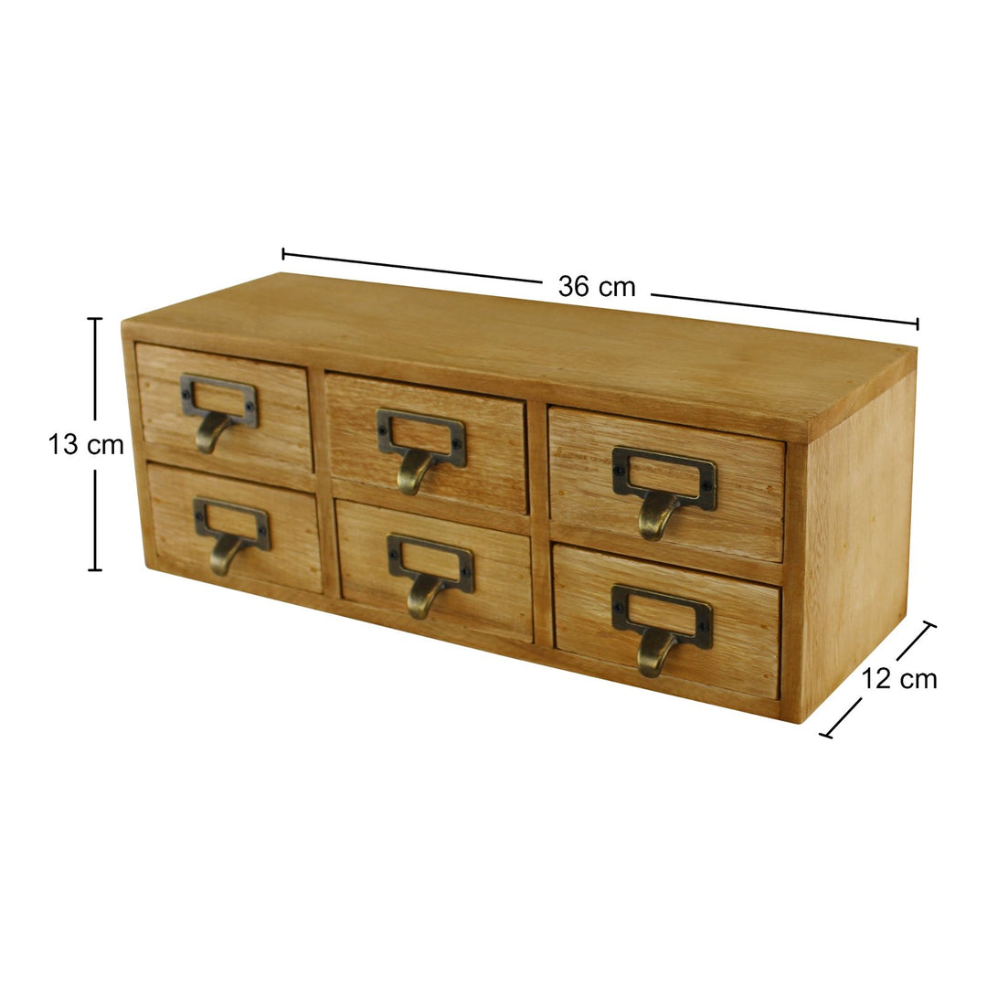 Compact Wooden Desk Storage Drawers Organisers - 6 Drawer Unit