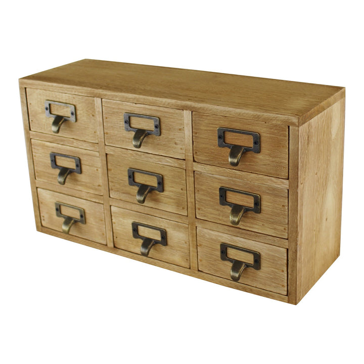 Compact Wooden Desk Storage Drawers Organisers - 9 Drawer Unit