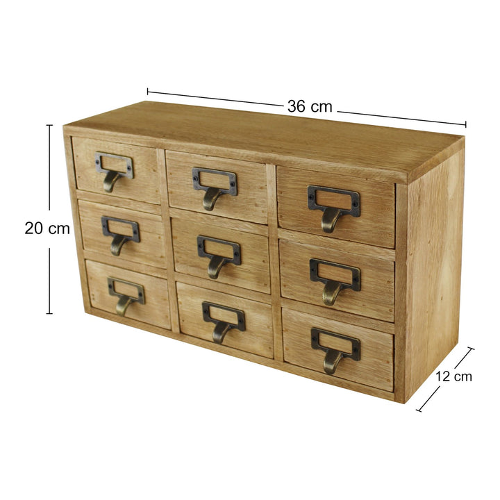 Compact Wooden Desk Storage Drawers Organisers - 9 Drawer Unit