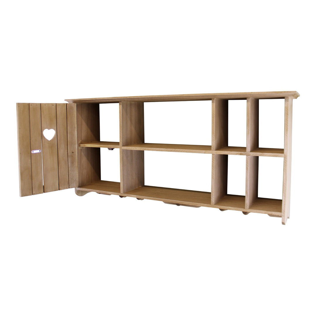 Wooden Wall Hanging Storage Unit With Cupboard & Shelves