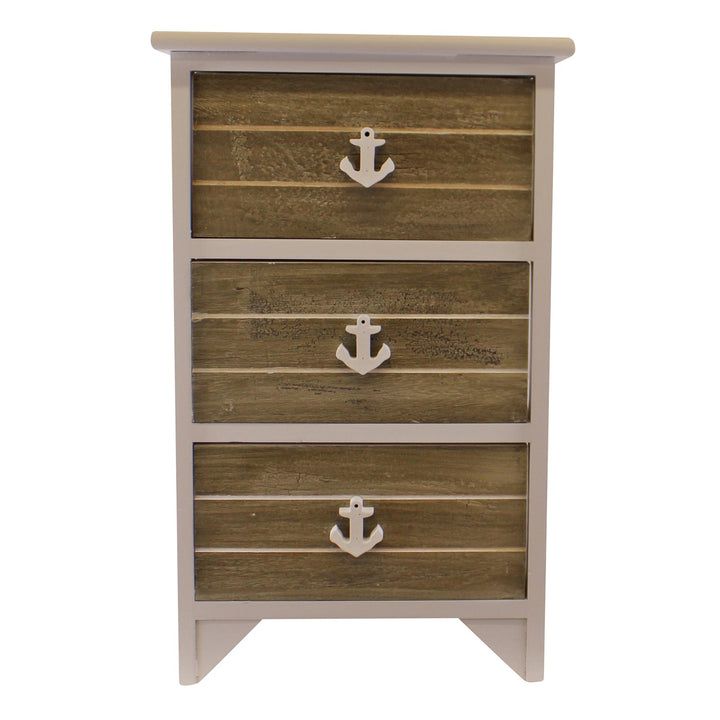 Set of 3 Drawers In Grey & White With Anchor Handles