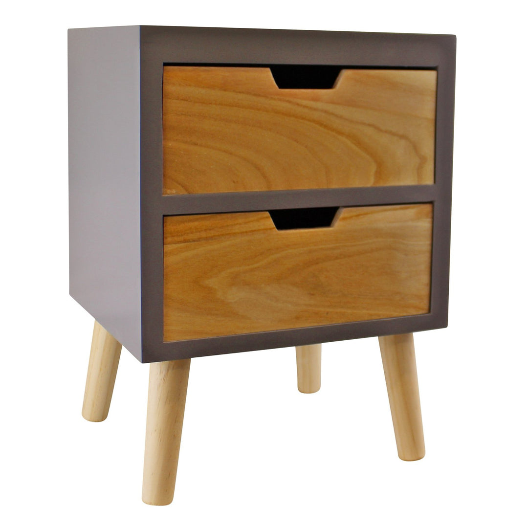 Set of 2 Drawers - Grey with Natural Wood Drawers - Removable Legs