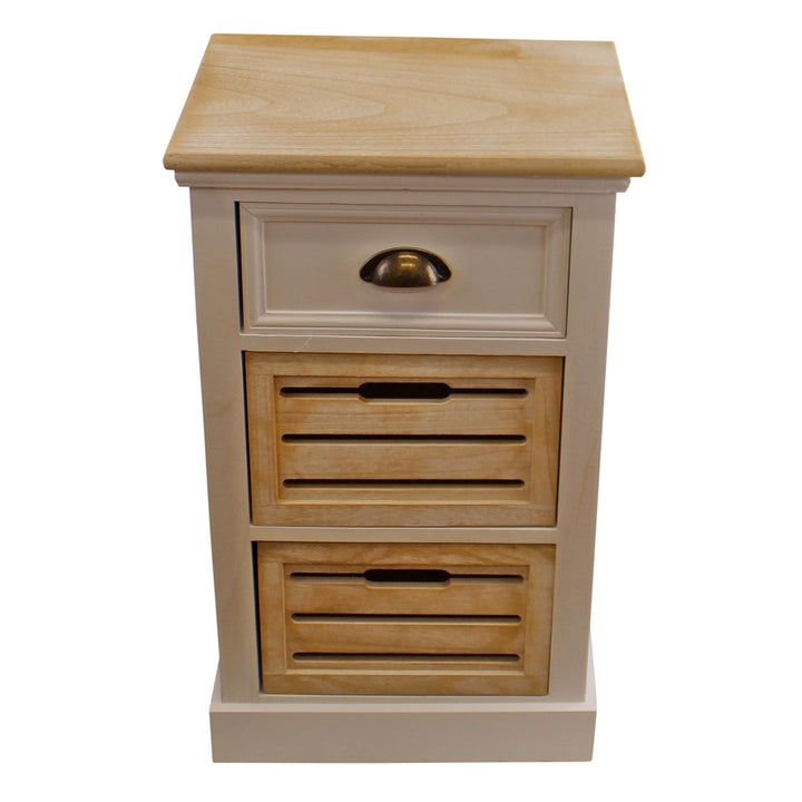 Set of 3 Drawers - Contemporary Natural & White Chest Of Drawers