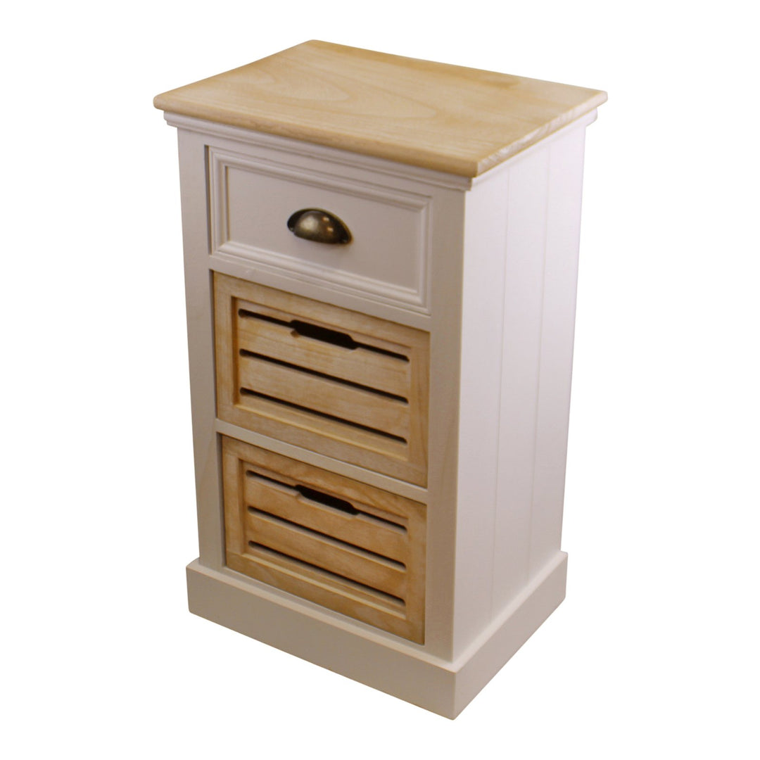 Set of 3 Drawers - Contemporary Natural & White Chest Of Drawers