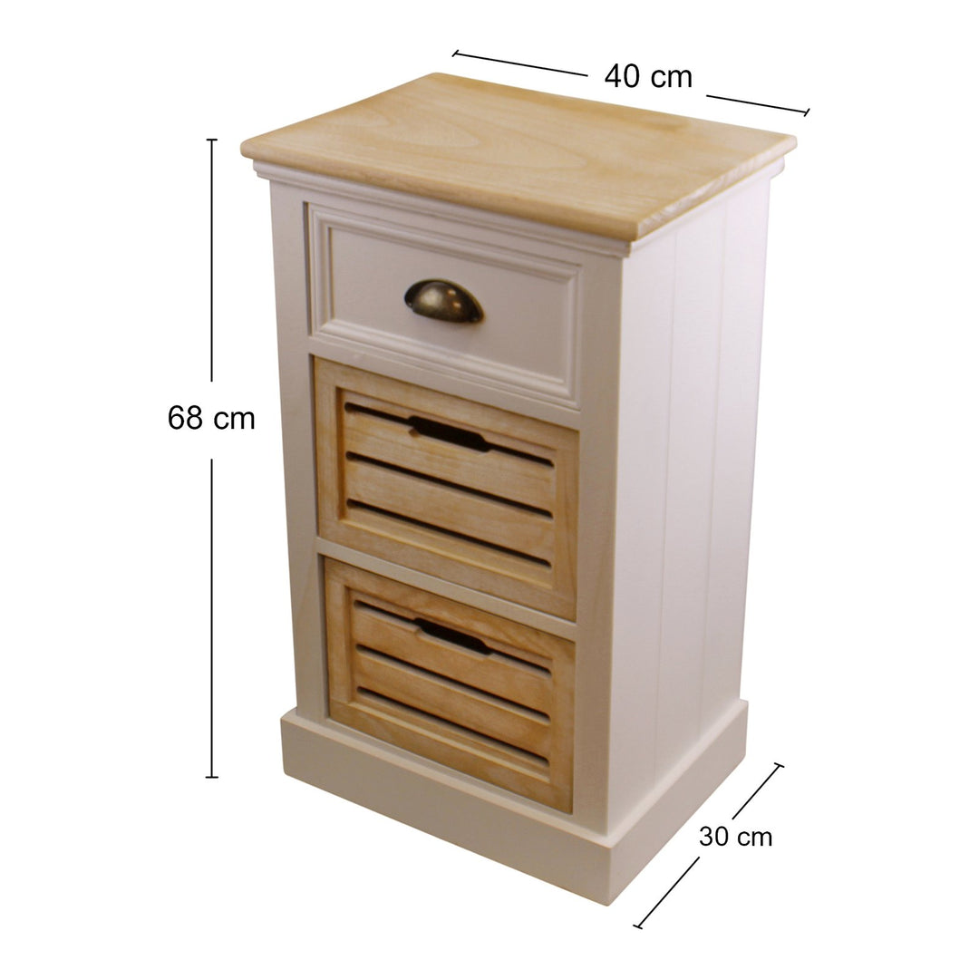 Set of 3 Drawers - Contemporary Natural & White Chest Of Drawers