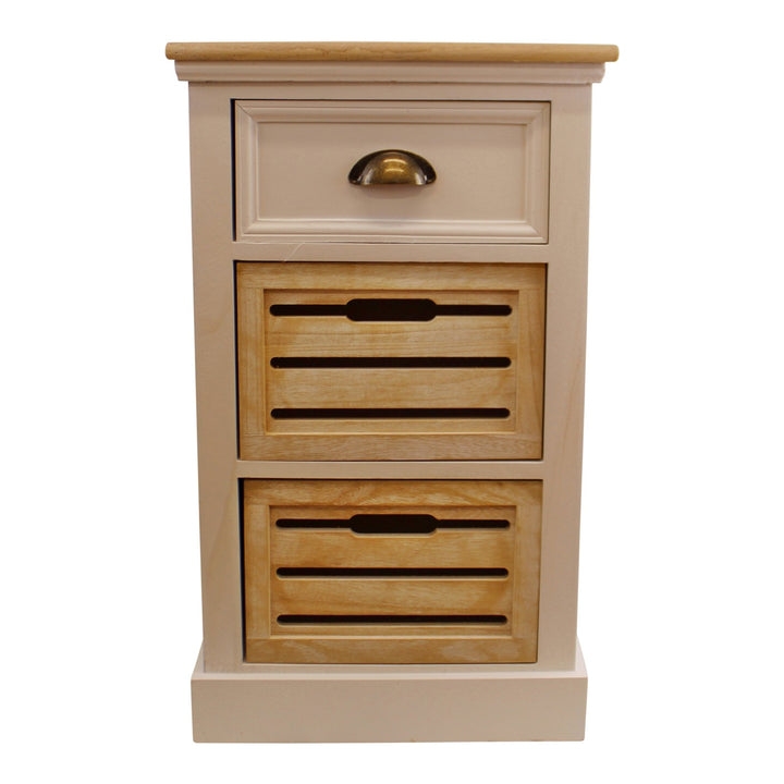 Set of 3 Drawers - Contemporary Natural & White Chest Of Drawers