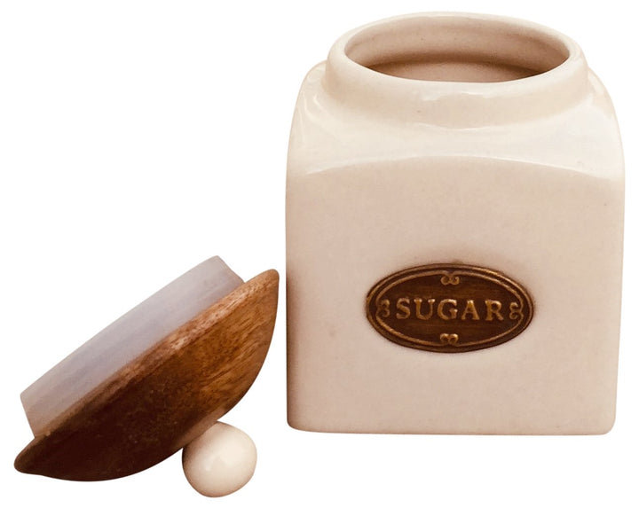 Cream Ceramic Tea, Coffee & Sugar Canisters