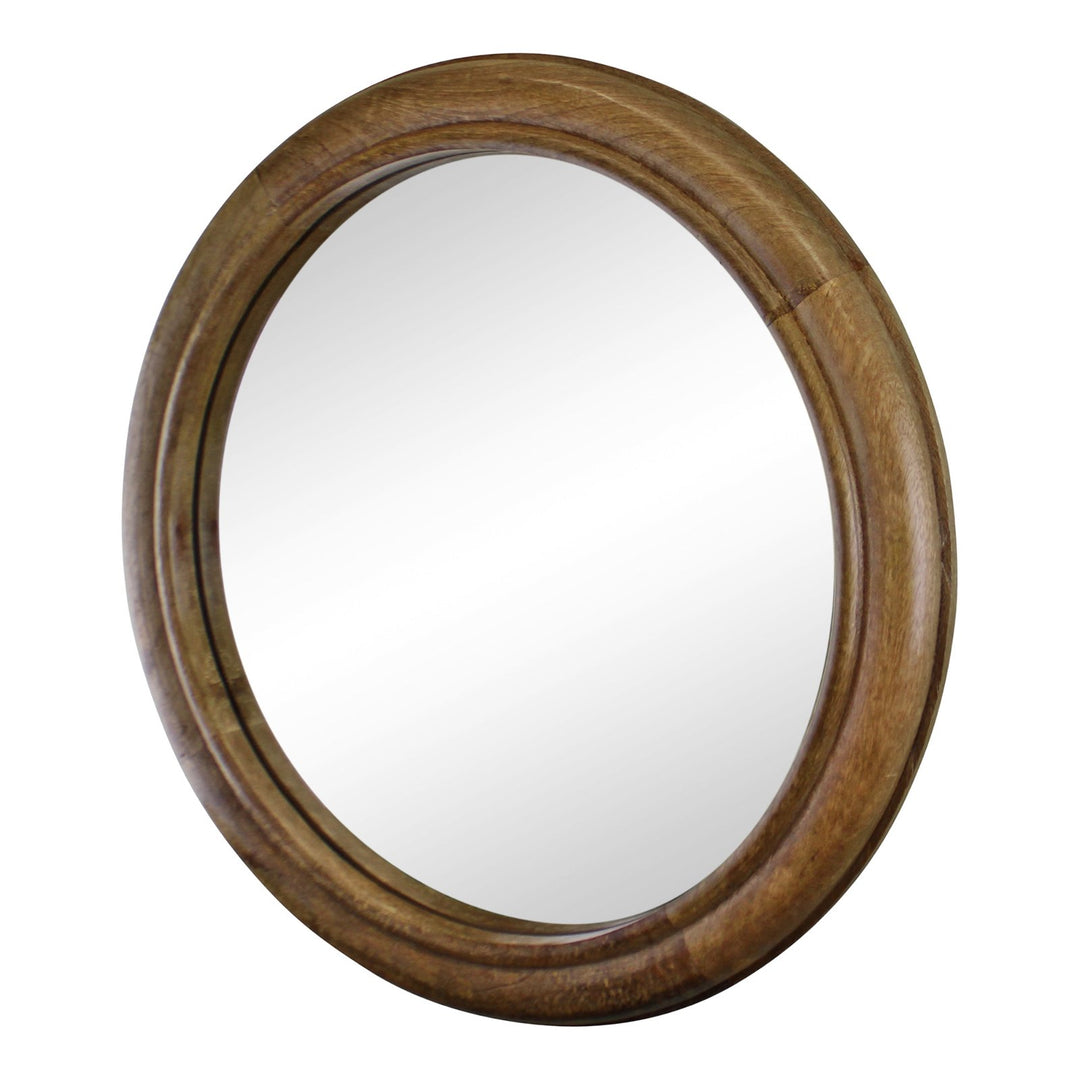 Mango Wood Circular Wall Mirror - 53cm