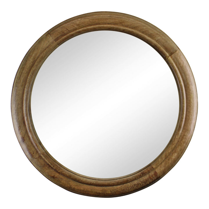 Mango Wood Circular Wall Mirror - 53cm