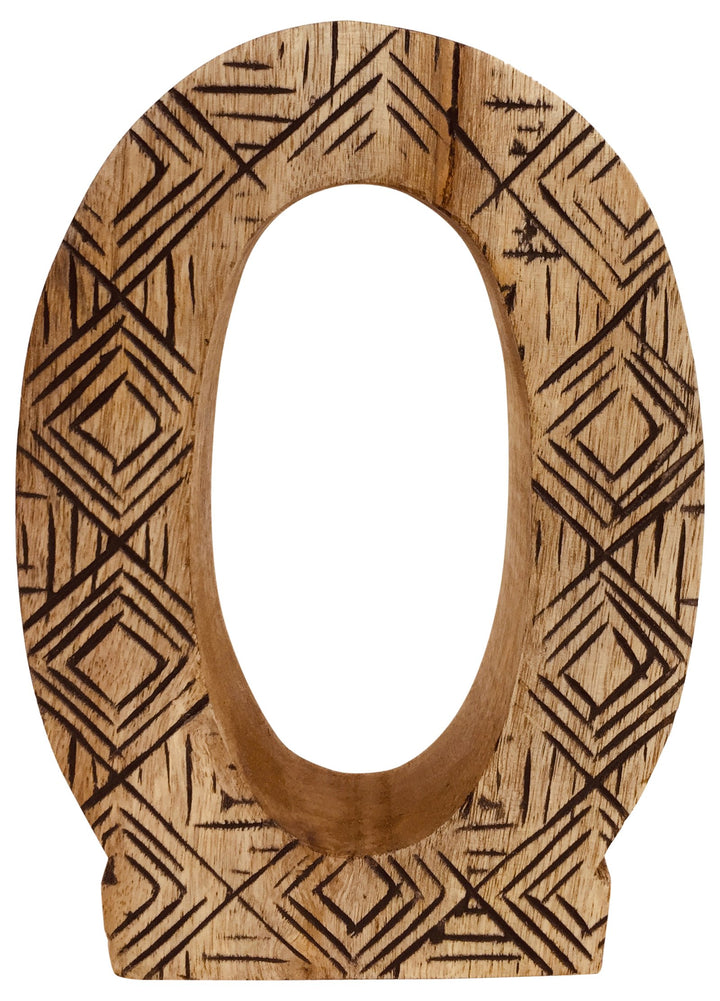 Hand Carved Wooden Geometric Letter O