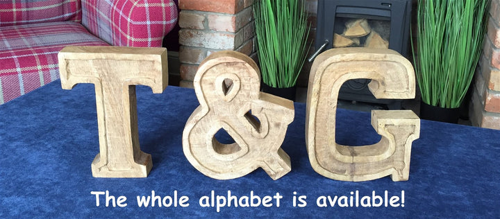 Hand Carved Wooden Embossed Letter U