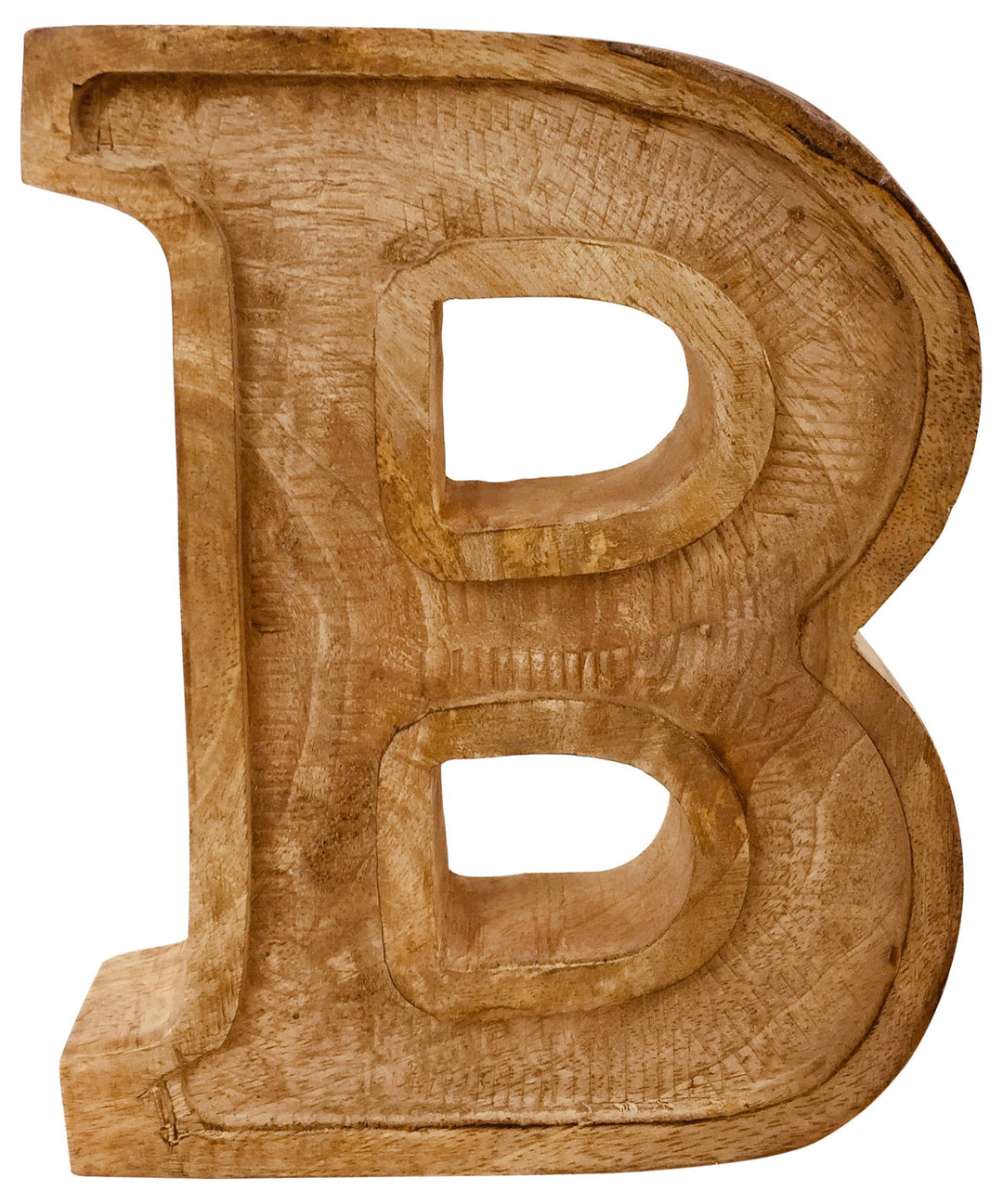 Hand Carved Wooden Embossed Letter B