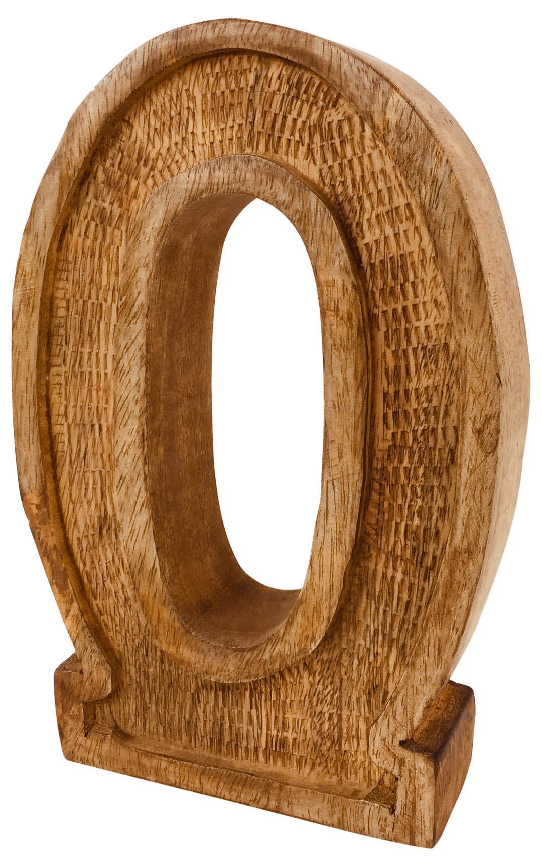 Hand Carved Wooden Embossed Letter O