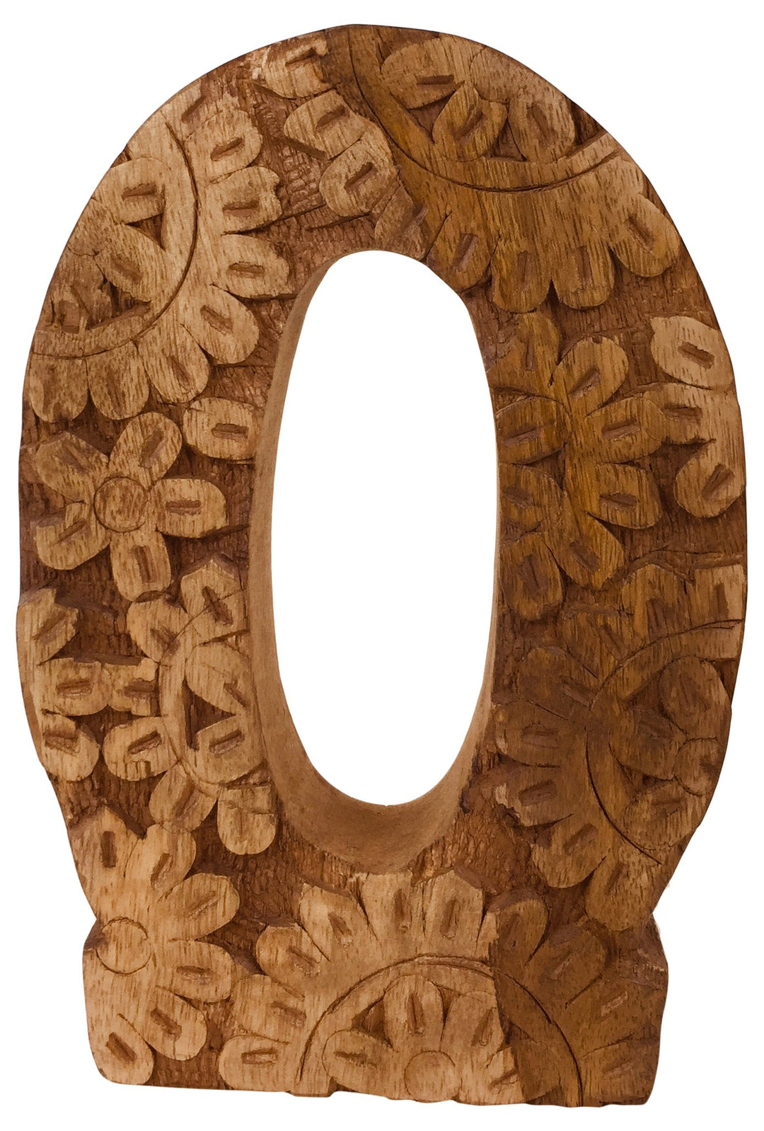 Hand Carved Wooden Flower Letter O