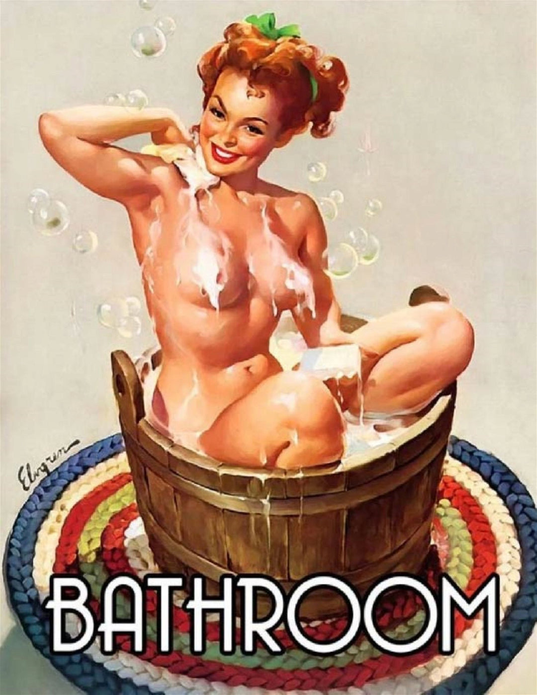 Large Metal Sign 60 x 49.5cm Vintage Retro Bathroom