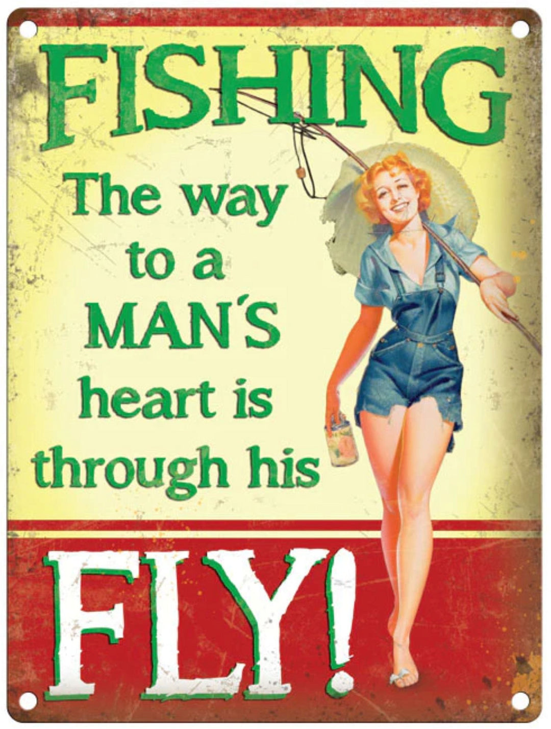 Small Metal Sign 45 x 37.5cm Vintage Retro Fishing Way