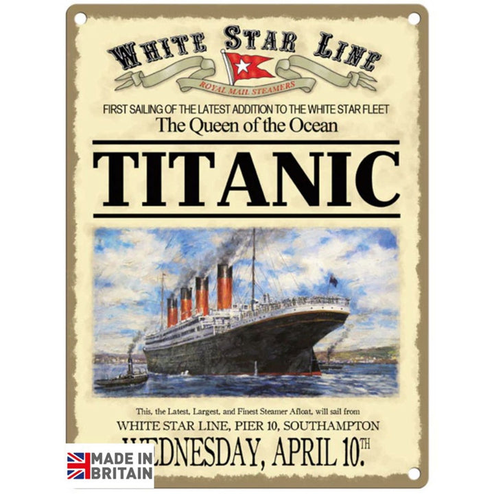 Small Metal Sign 45 x 37.5cm Vintage Retro Titanic