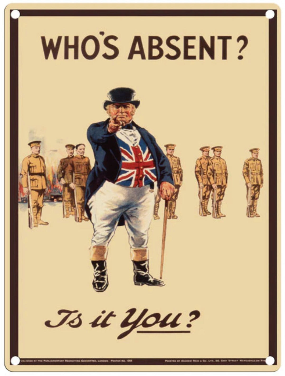 Large Metal Sign 60 x 49.5cm Funny Who's Absent