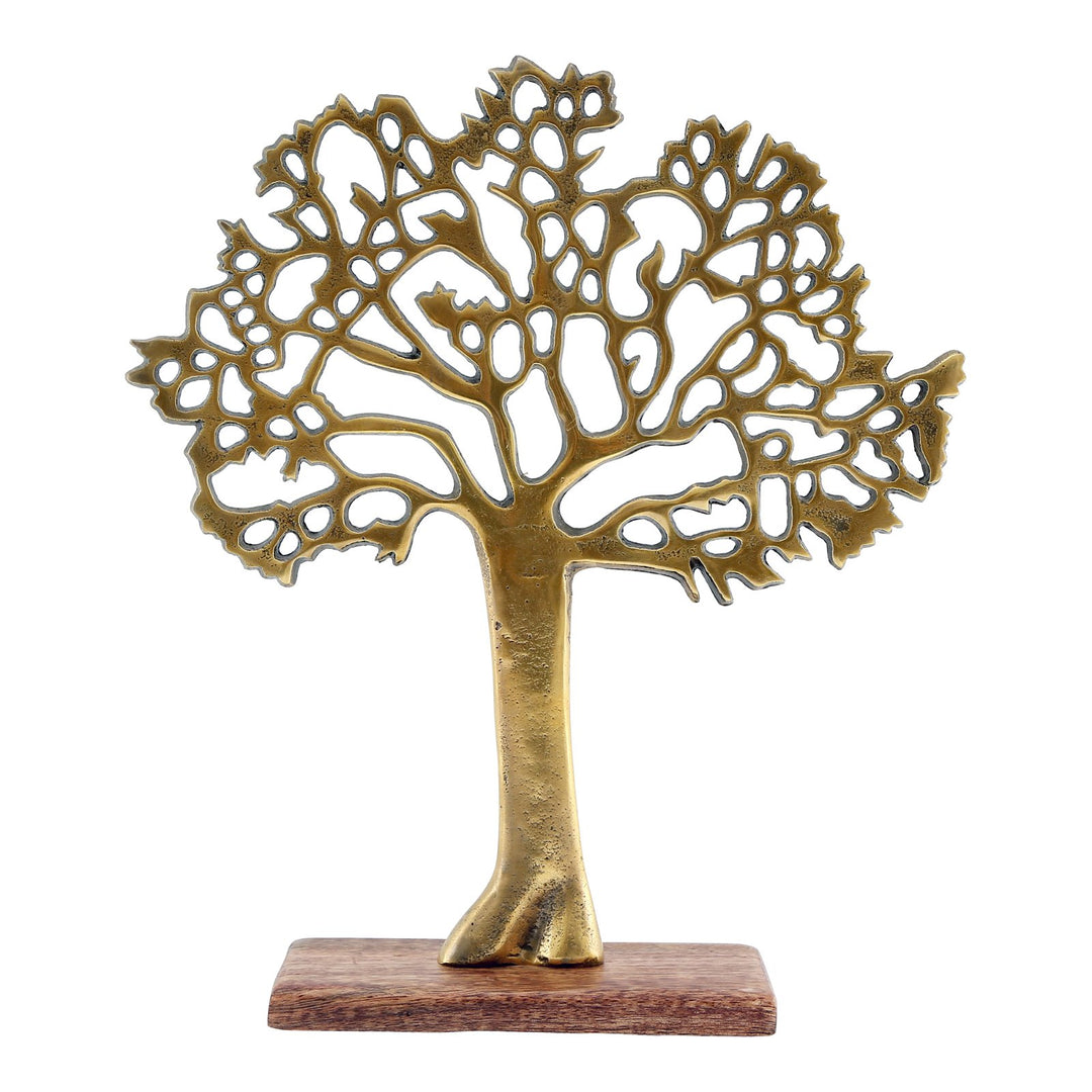 Antique Gold Tree On Wooden Base Medium