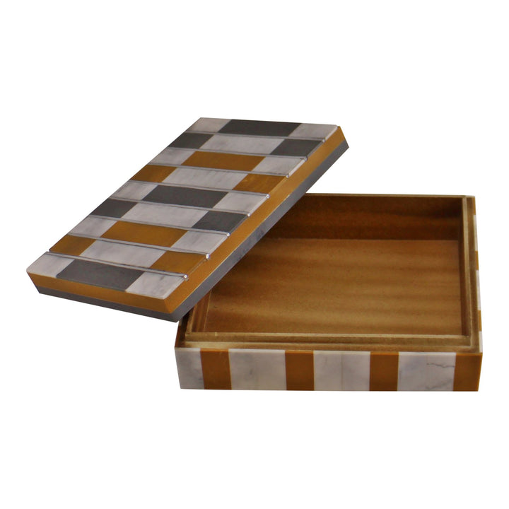 Chequered Large Trinket Box with Abstract Design