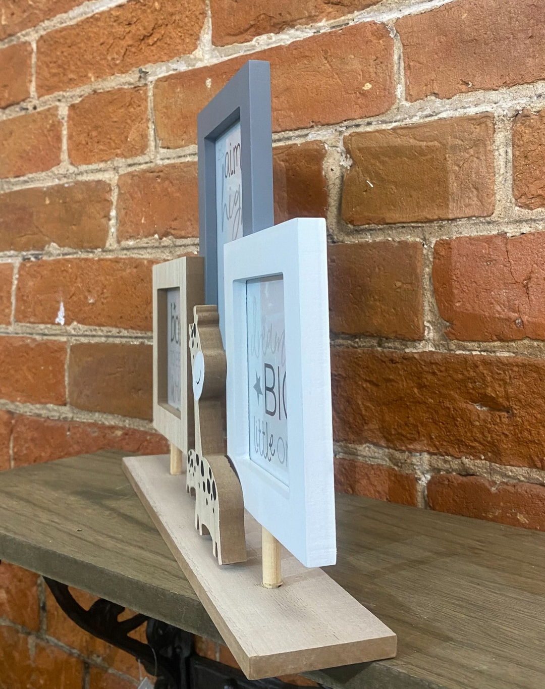 Triple Photo Frame On Wooden Stand