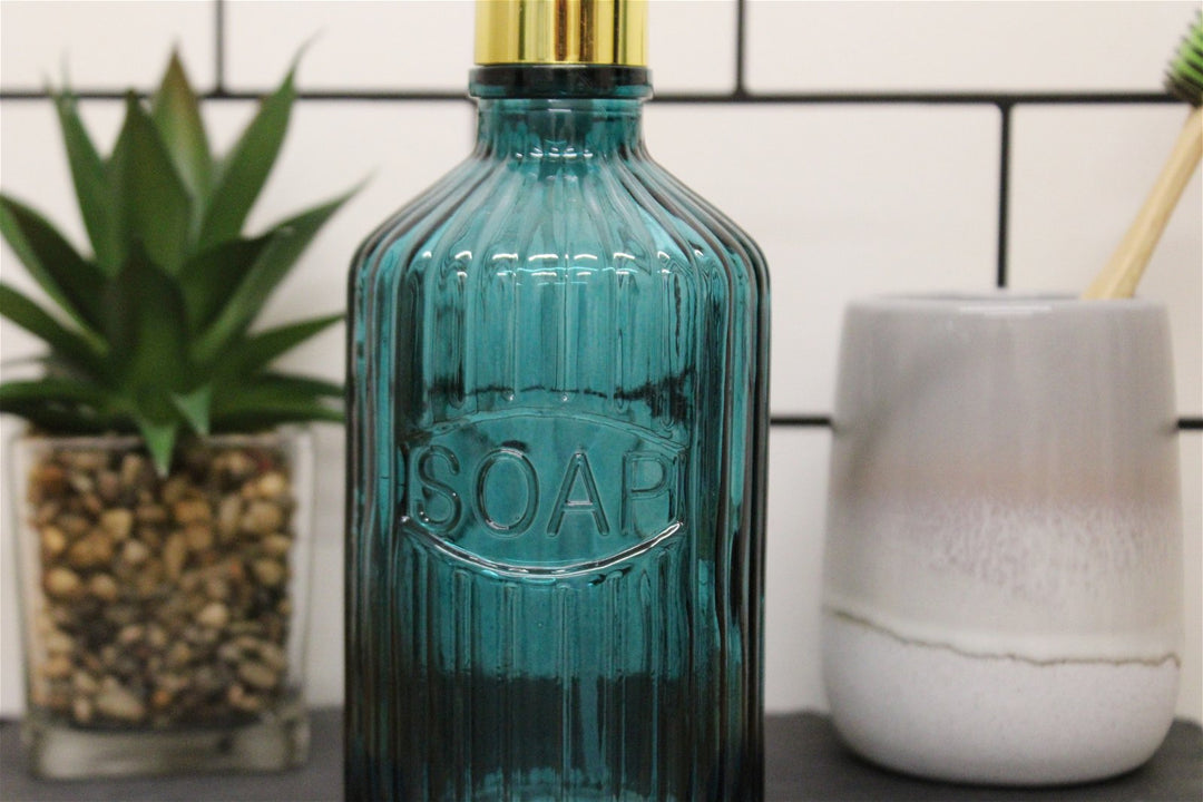 Blue Glass Soap Dispenser