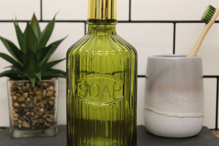 Green Glass Soap Dispenser