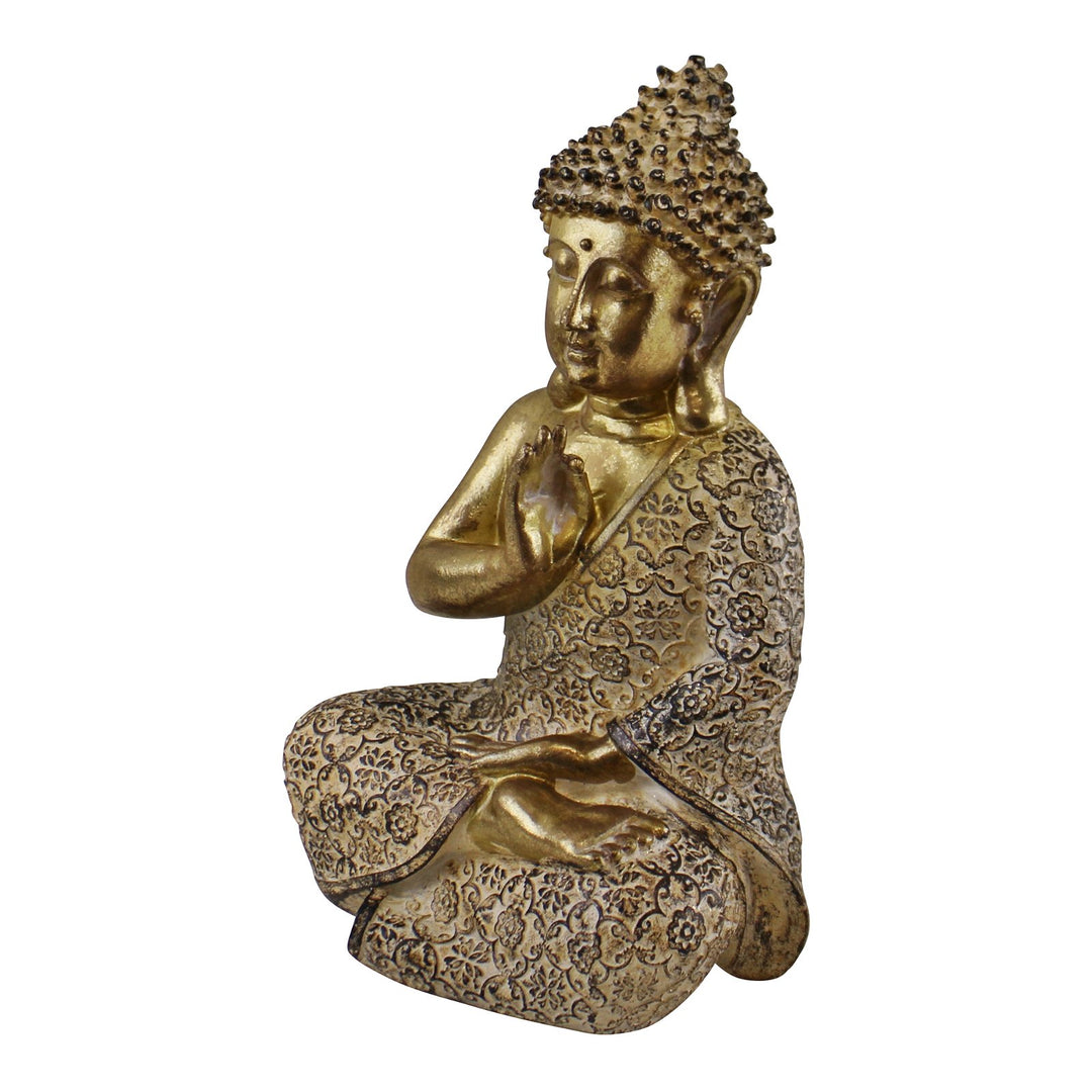 Gold Sitting Buddha Ornament, Meditating, 19cm