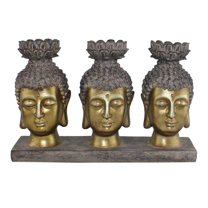 Triple Candle Holder, Buddha Design