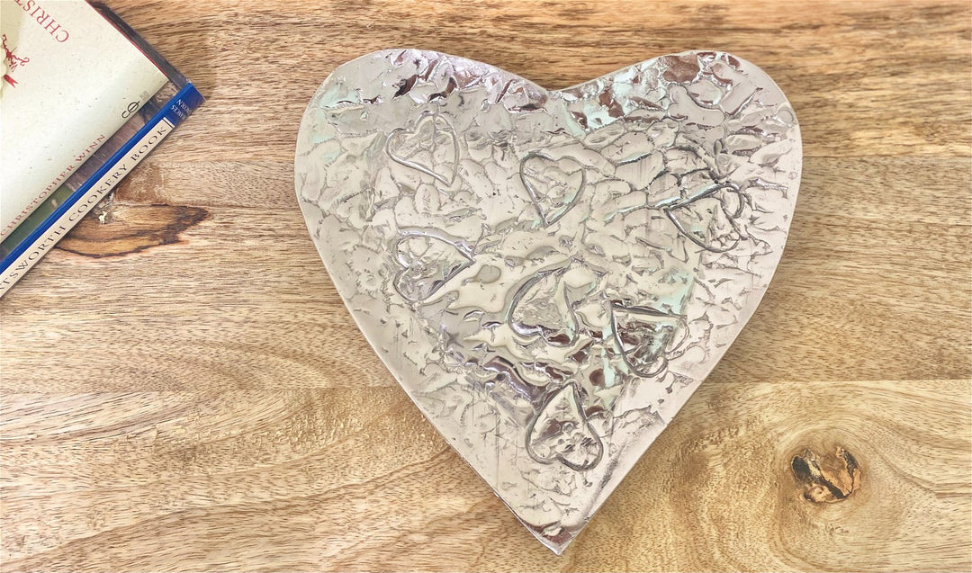 Silver Heart Shaped Dish 22cm