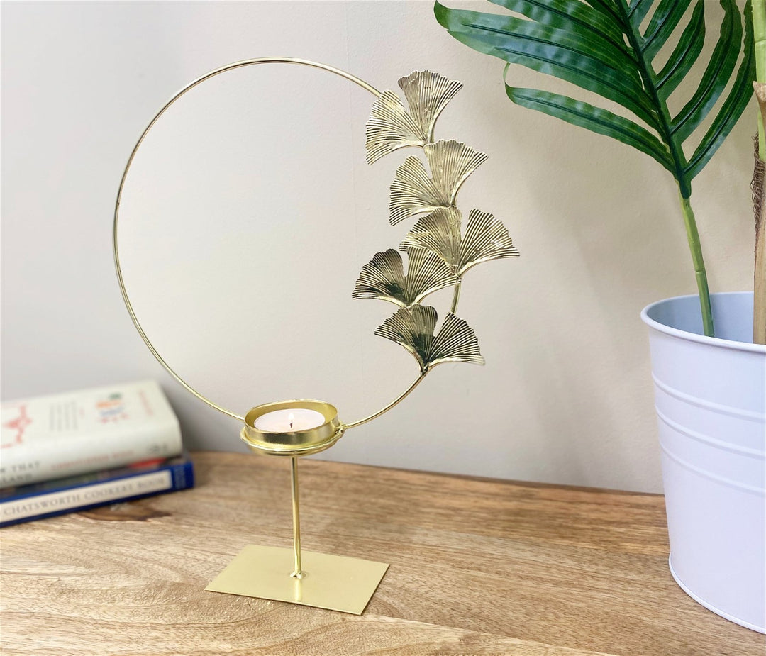 Tealight Holder with Lotus Leaf Sculpture