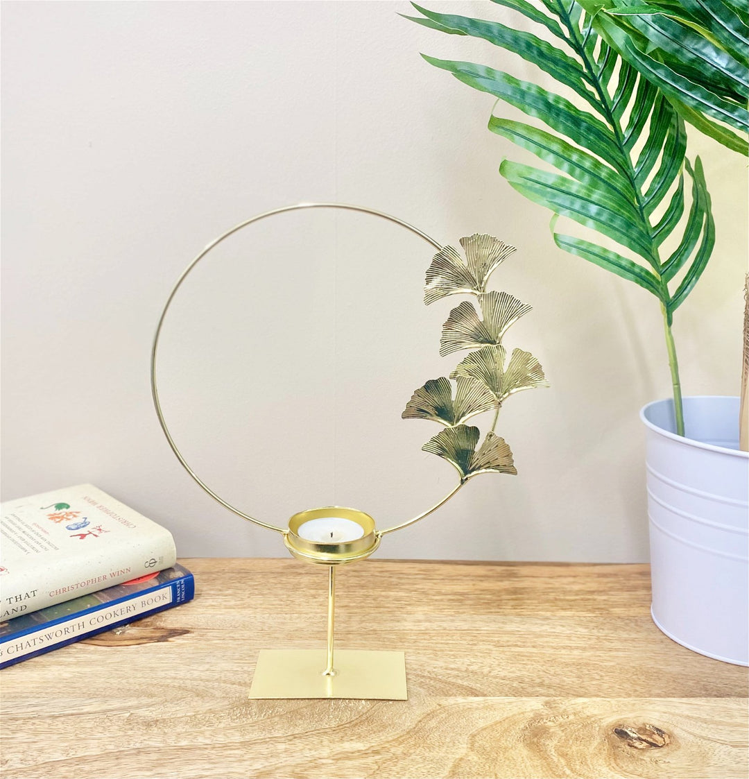 Tealight Holder with Lotus Leaf Sculpture