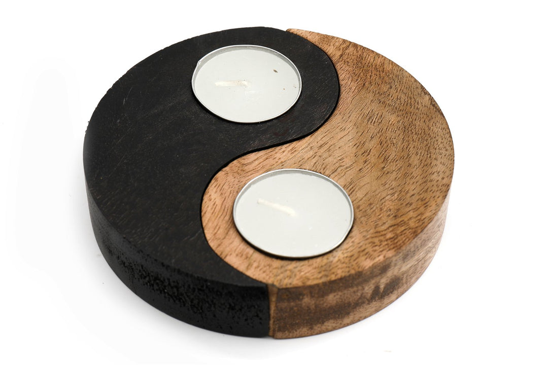 Yin and Yang Wooden Tealight Holders