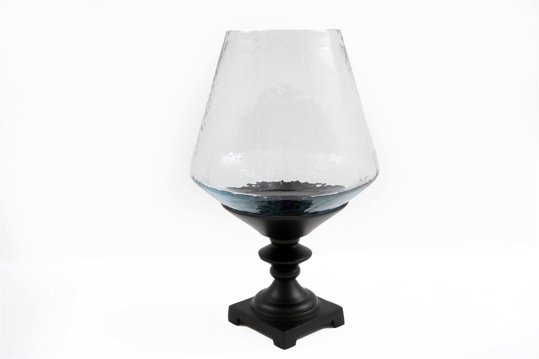 Hurricane Pillar Candle Stand Black