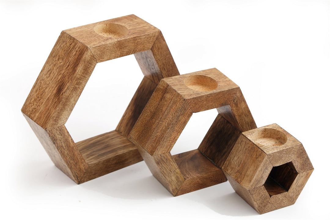 Set of Three Hexagon Tealight Holders