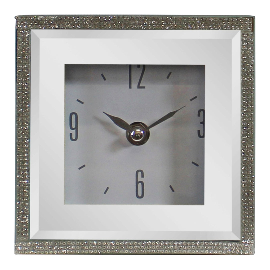 Small Freestanding Mirrored and Jewelled Table Clock