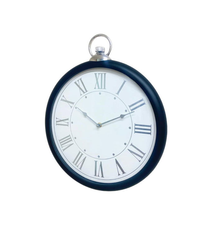 Round Black and Silver Clock 42cm