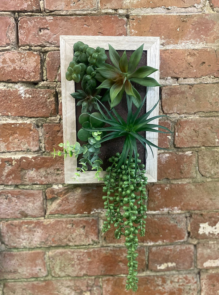 Artificial Succulents In Wooden Frame